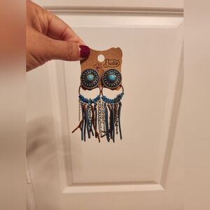 Justin Boots Turquoise and Brown Dangle Earrings